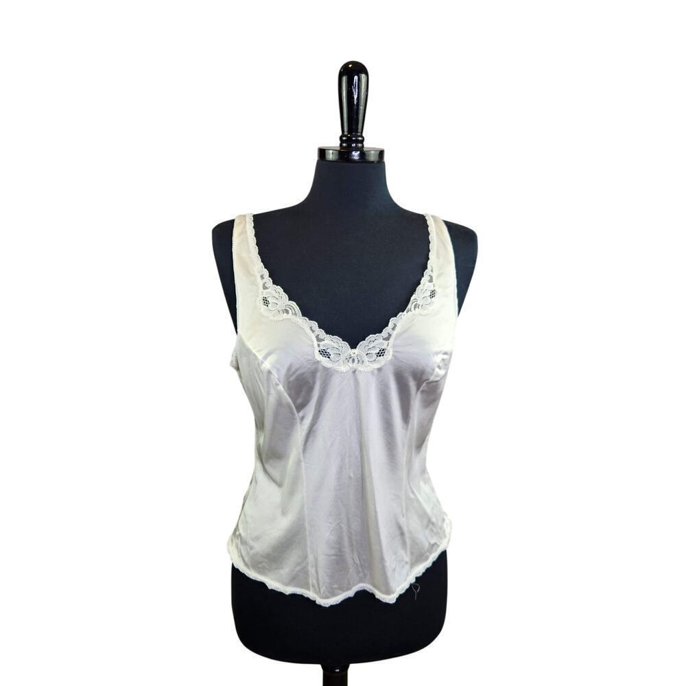 Vintage Warner's Camisole Lingerie Top Lace Trim Faux Pearl Romantic Coquette